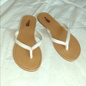 Charlotte Russe White and tan flip flops